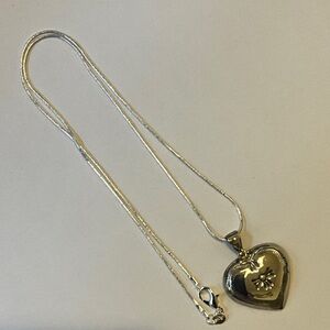 Sterling Silver Southwestern 2-D Puff Heart Pendant Necklace